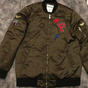 Satin/silk green bomber jacket